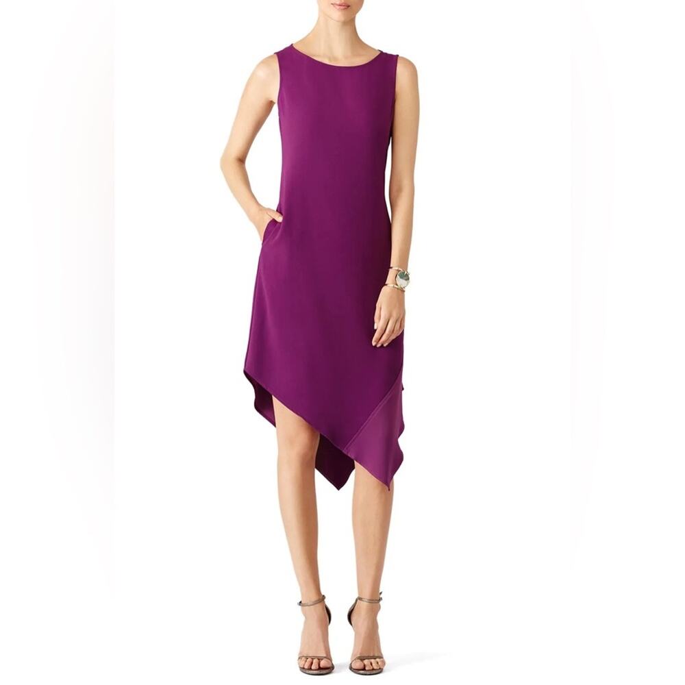 NWT Trina Turk Plum Blossom Joyous Asymmetrical Dress Purple Size Large